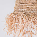 Raffia Boho Lampenschirm – Hängelampe – Pendelleuchte – handgewebte Deckenleuchte mit langen Fransen (2 Größen Ø 30/40 KALIMA