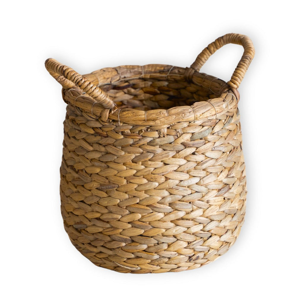 Runder gewebter Waschkorb - Knoller Boho -Korb - natürlicher Pflanzenkorb - Großer Wasserhyazinthe Lagerkorb (2 Größen) Citra