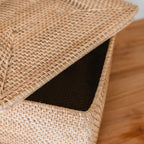 Aufbewahrungskorb mit Deckel – Regalkorb aus beigem Rattan – handgeflochtener Dekokorb GRAHA (2 Größen)