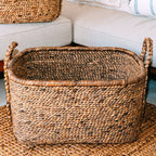 Extra großer Wäschereikorb - quadratischer Boho -Hamper - gewebter dekorativer Korb - Aufbewahrungskorb aus natürlicher Wasserhyazinthe (2 Größen) Mentari