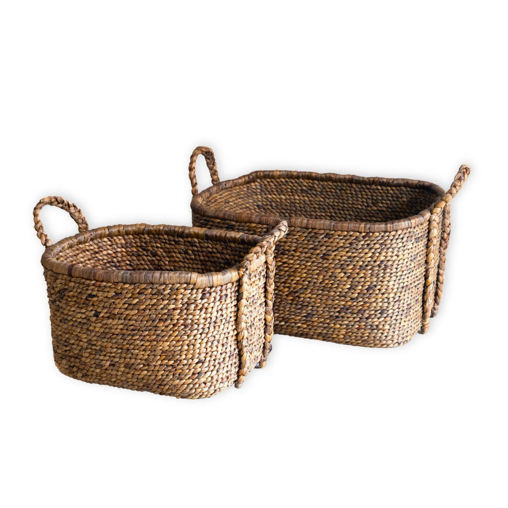 Extra großer Wäschereikorb - quadratischer Boho -Hamper - gewebter dekorativer Korb - Aufbewahrungskorb aus natürlicher Wasserhyazinthe (2 Größen) Mentari