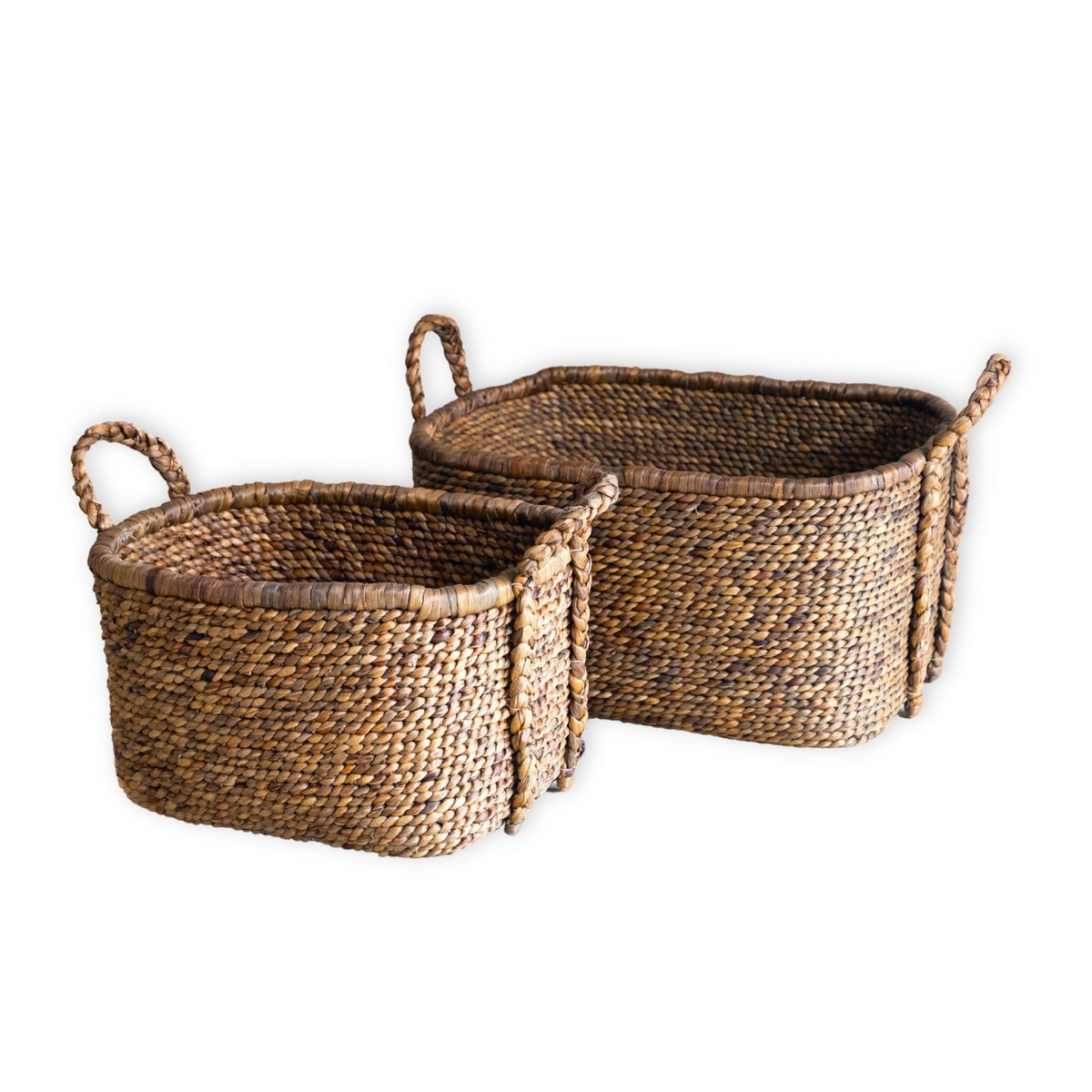 Extra großer Wäschereikorb - quadratischer Boho -Hamper - gewebter dekorativer Korb - Aufbewahrungskorb aus natürlicher Wasserhyazinthe (2 Größen) Mentari