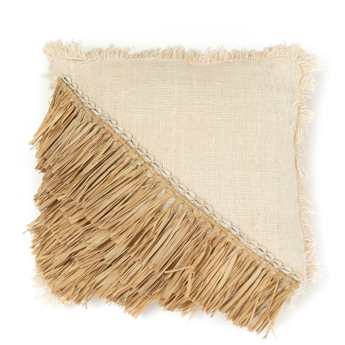 Der Kissenbezug aus Raffia-Baumwolle - Naturweiß - 60x60
