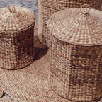 Wäschekorb mit Deckel GARUT aus Wasserhyazinthe (3 Größen)