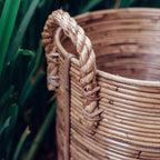 Rattan-Wäschekorb rund – Rattan-Pflanzkorb – großer Boho-Korb – dekorativer Korb handgefertigt aus Rattan (2 Größen Ø 35/40 cm) OTERE