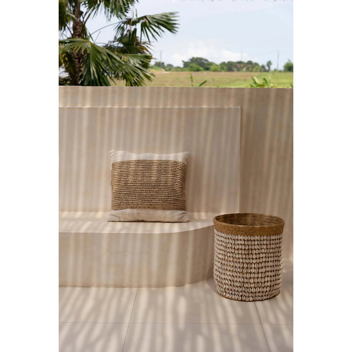 Der Raffia-Stempel-Kissenbezug – Natur