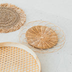 Boho-Wanddekor-Set – Rattan-Wandkörbe – natürliche Wandbehang – gewebte Wanddekoration – handgefertigtes Set aus 5 Wandtellern (Ø 15–45 cm) PENIDA