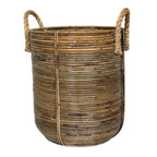 Rattan-Wäschekorb rund – Rattan-Pflanzkorb – großer Boho-Korb – dekorativer Korb handgefertigt aus Rattan (2 Größen Ø 35/40 cm) OTERE