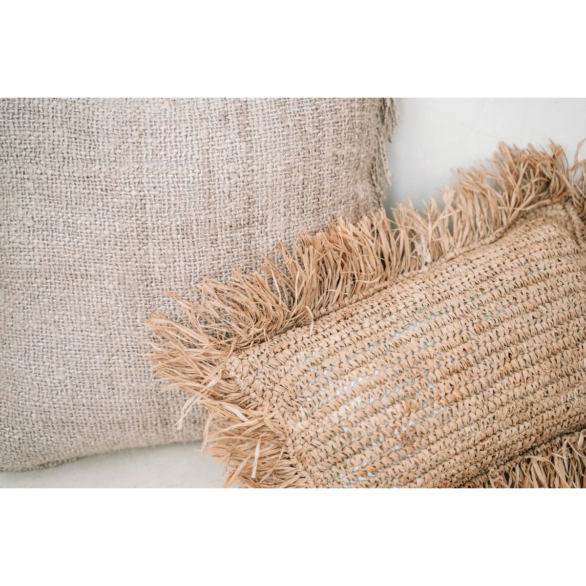 Die Raffia -Kissenbedeckung rechteckig - natürlich - 30x50
